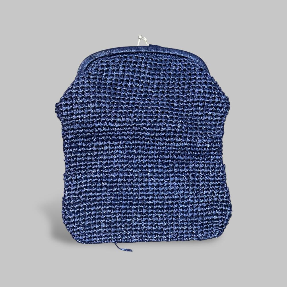 Vintage Navy Blue Woven Evening Clutch – Made in Italy - Picture 2 of 4